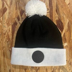 Shutout Black and White Puff Beanie